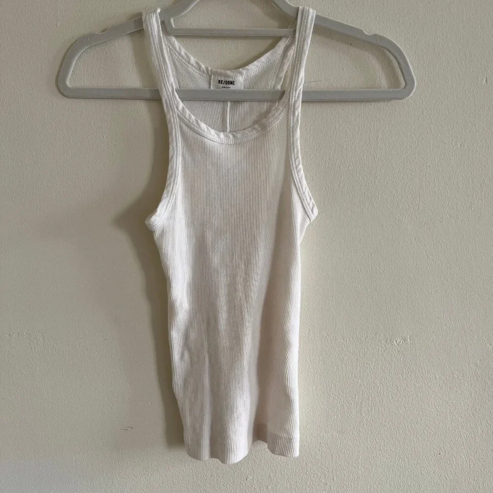 Re/Done Ribbed White Tank - Picture 2 of 5